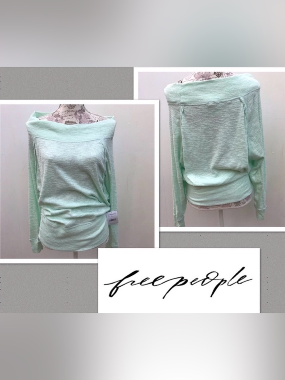 3 for $50 We The Free Off-the-Shoulder Lightweight Mint Green Sweater